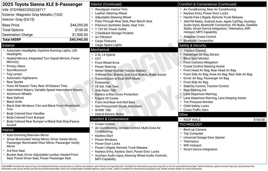 2025 Toyota Sienna XLE 8 Passenger
