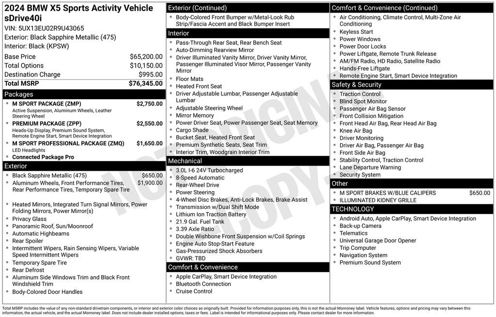 2024 BMW X5 sDrive40i M Sport Professional