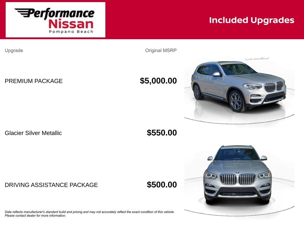 2020 BMW X3 sDrive30i w/PREMIUM PACKAGE