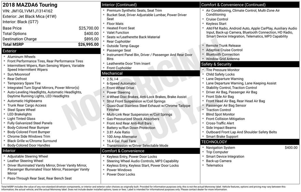 2018 Mazda Mazda6 Touring