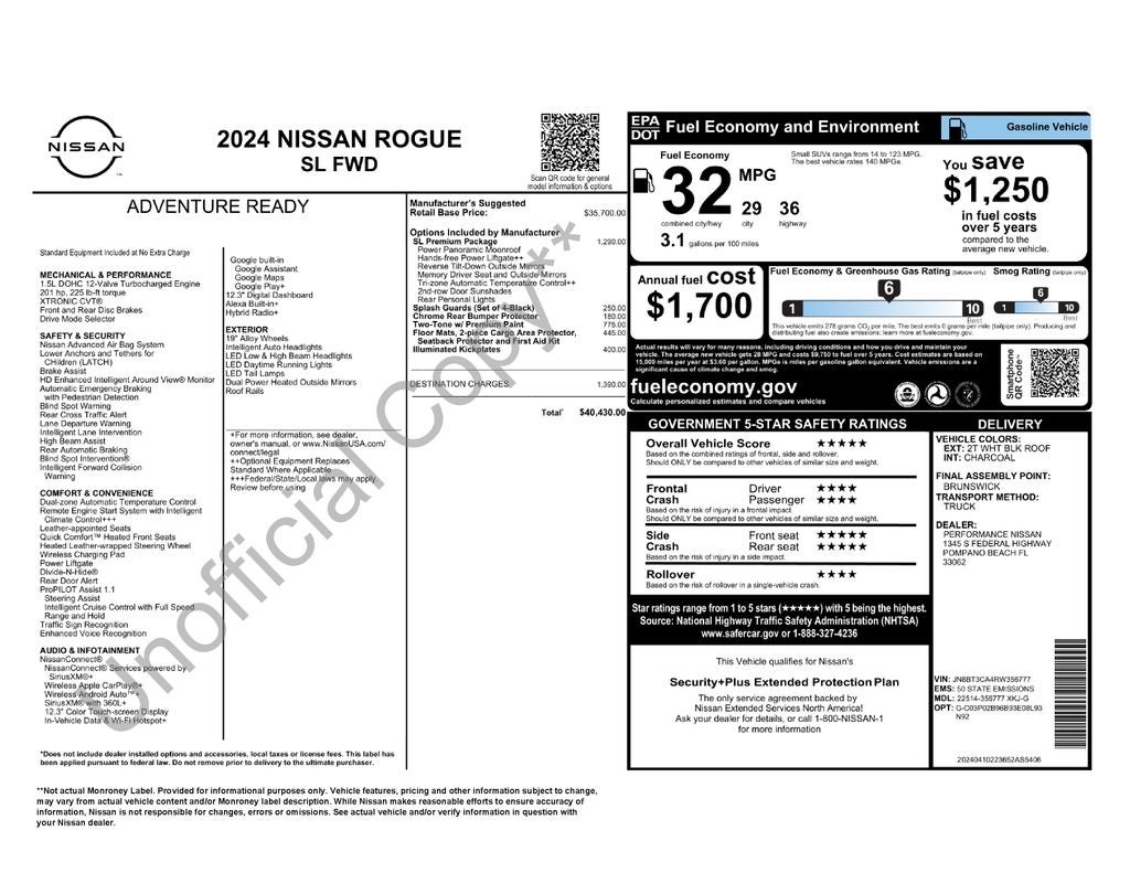 2024 Nissan Rogue SL W/PREMIUM PACKAGE