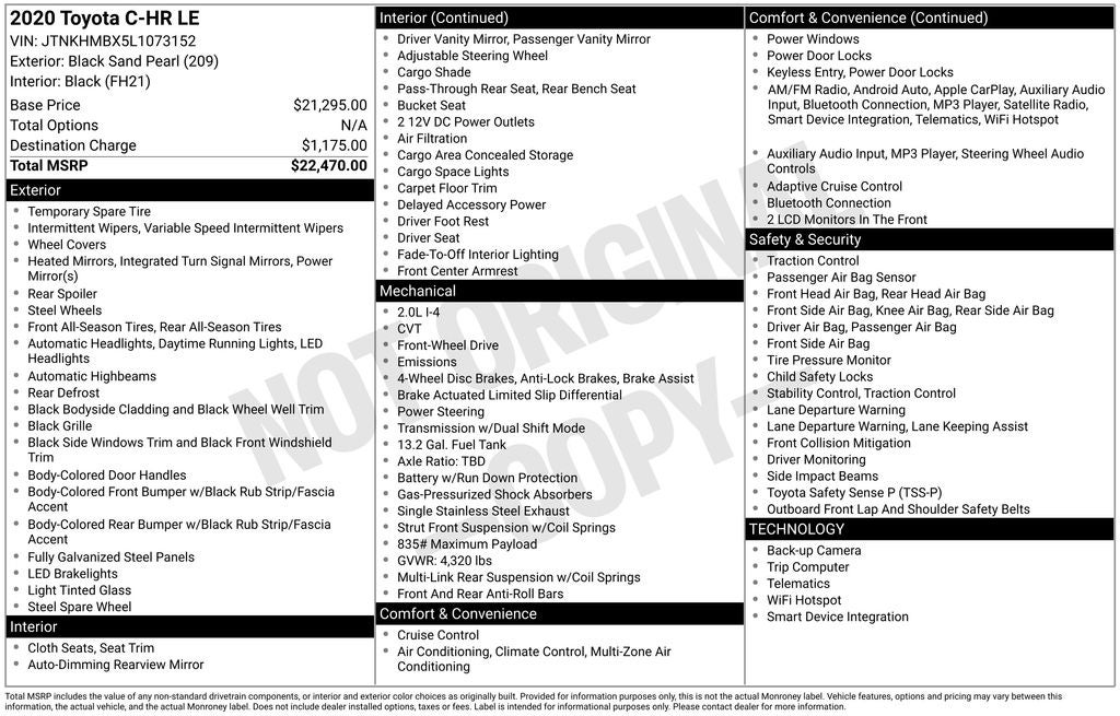 2020 Toyota C-HR LE