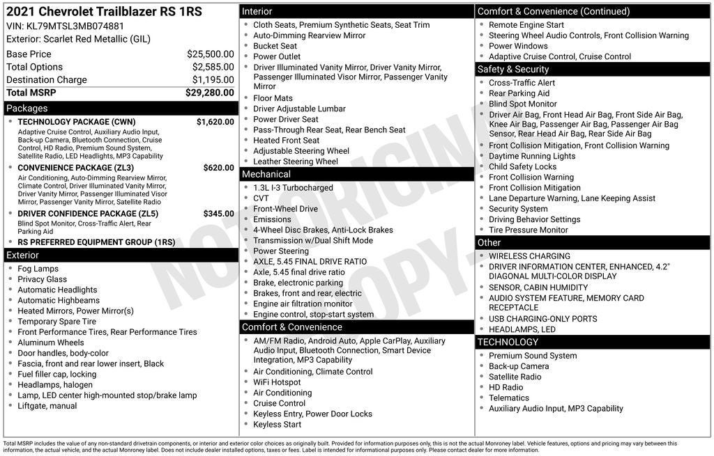 2021 Chevrolet TrailBlazer RS