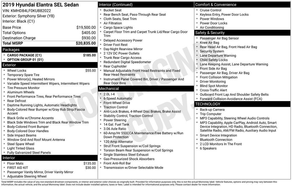 2019 Hyundai Elantra SEL