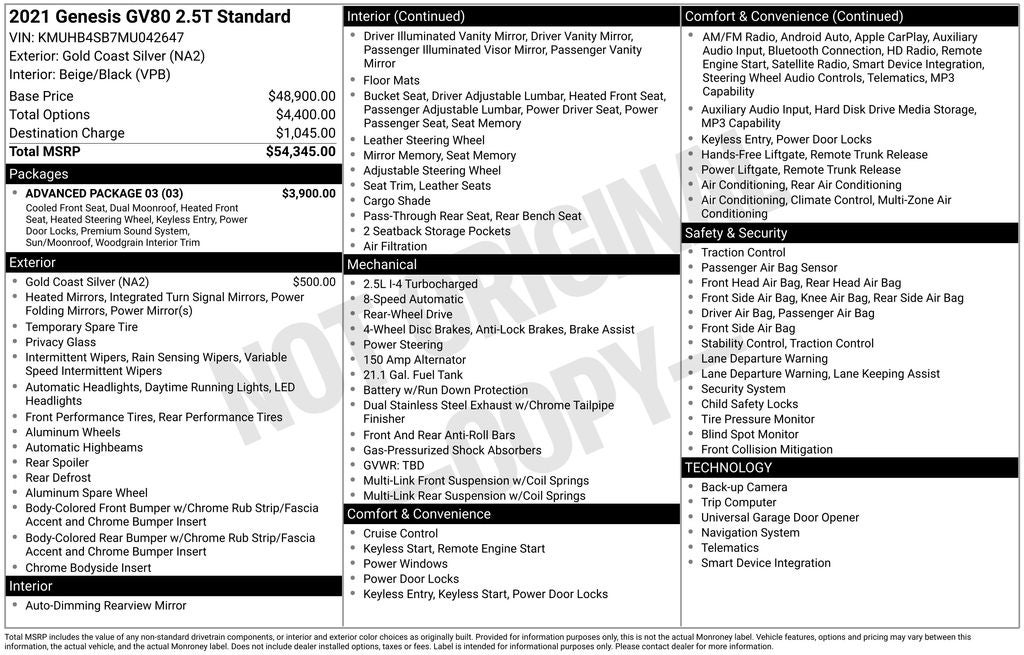 2021 Genesis GV80 2.5T