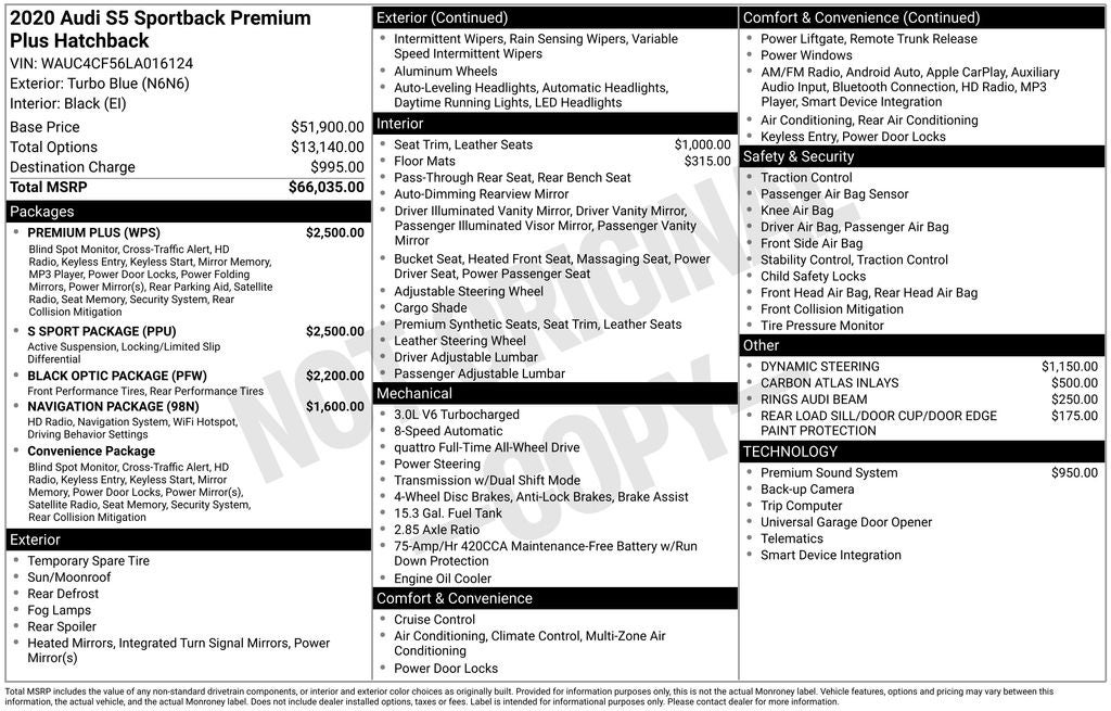 2020 Audi S5 Sportback Premium Plus quattro