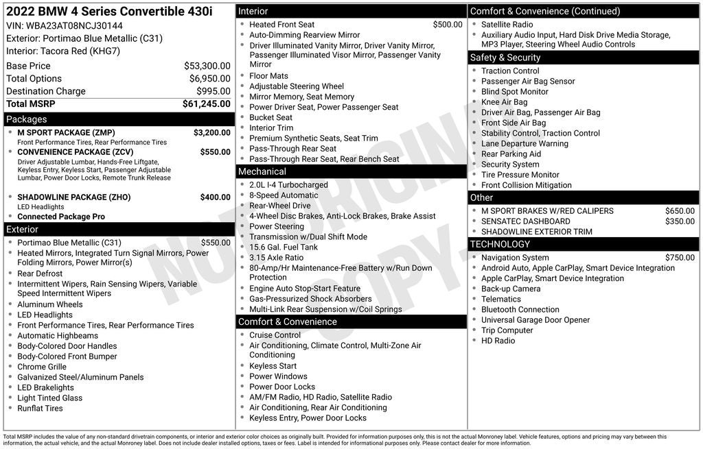 2022 BMW 4 Series 430i M SPORT