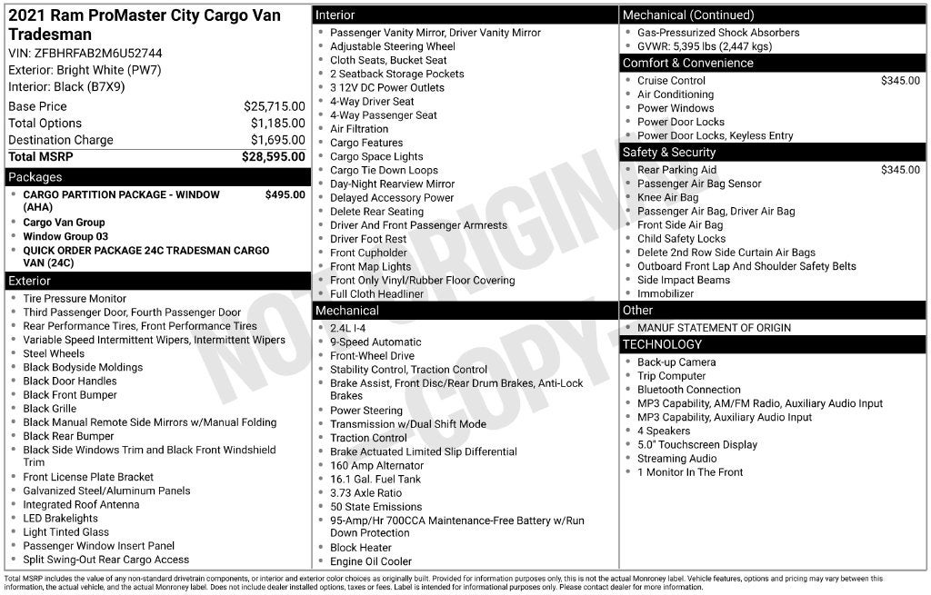 2021 RAM ProMaster City Tradesman